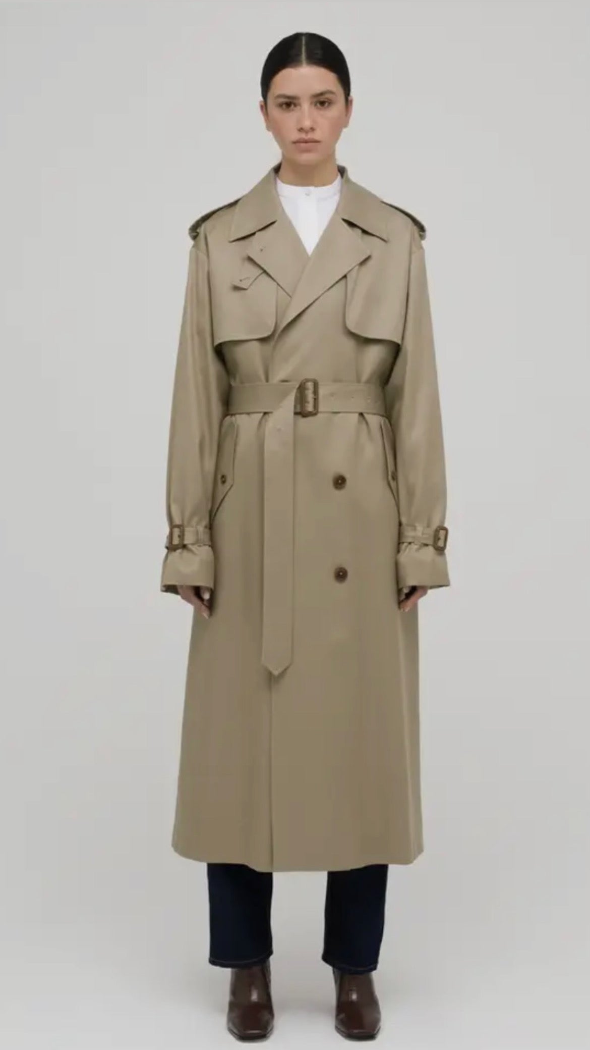 Trench coat ceinturé en mélange de tencel