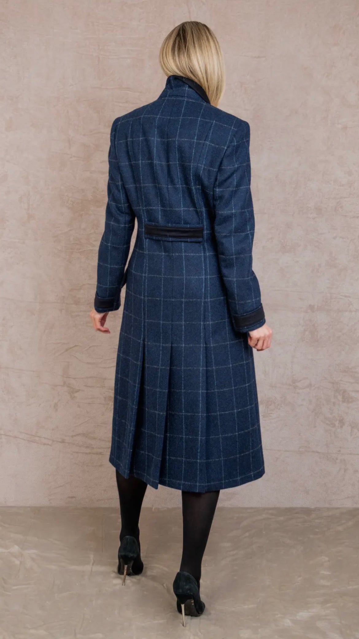 Manteau en tweed Fran - Navy check