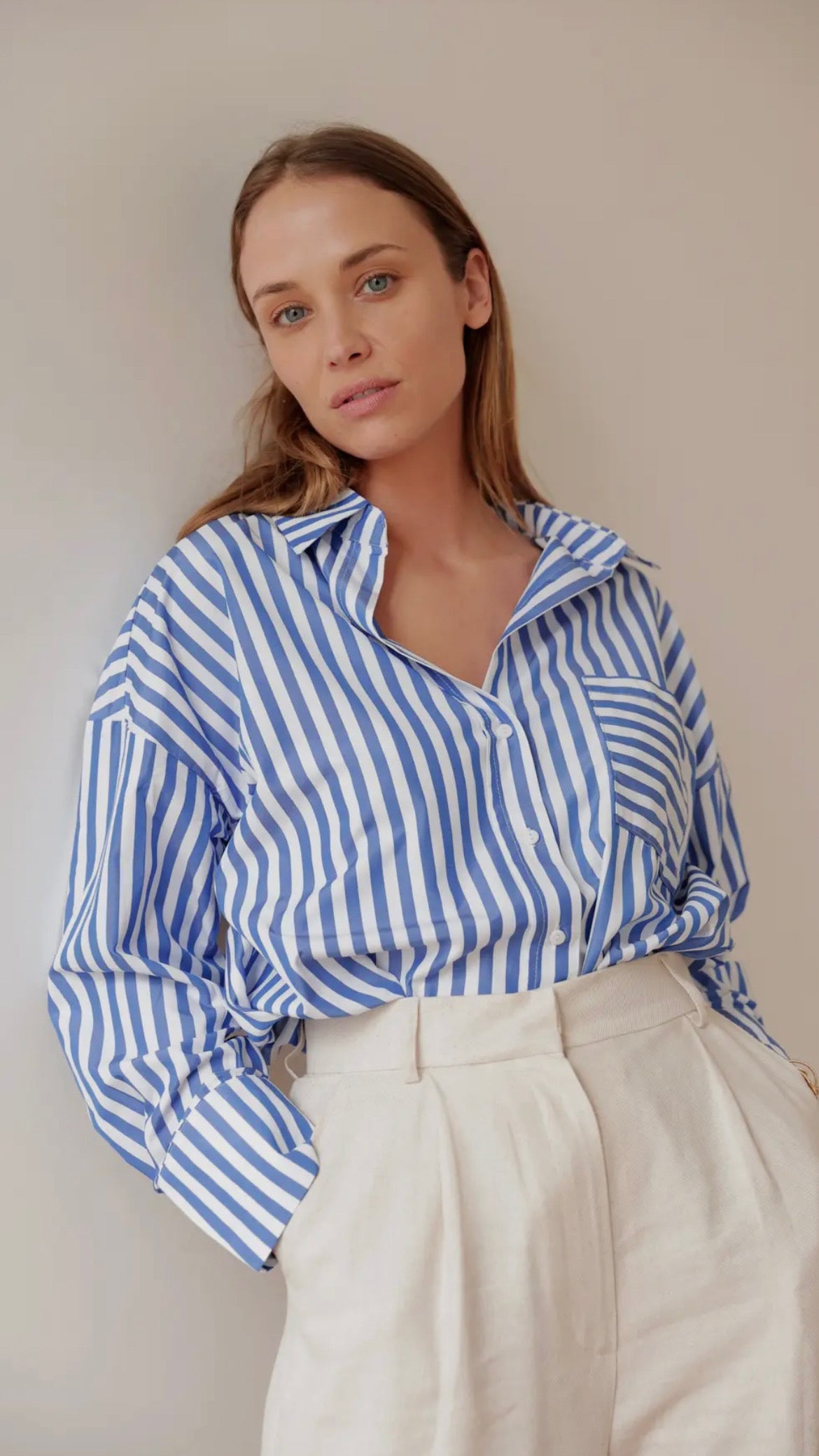 Chemise à rayures Célia - bleu