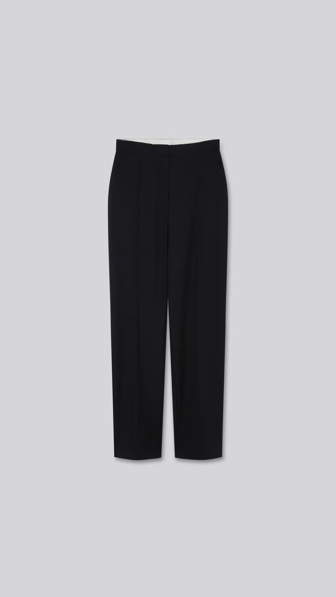 Pantalon droit plissé en laine - noir