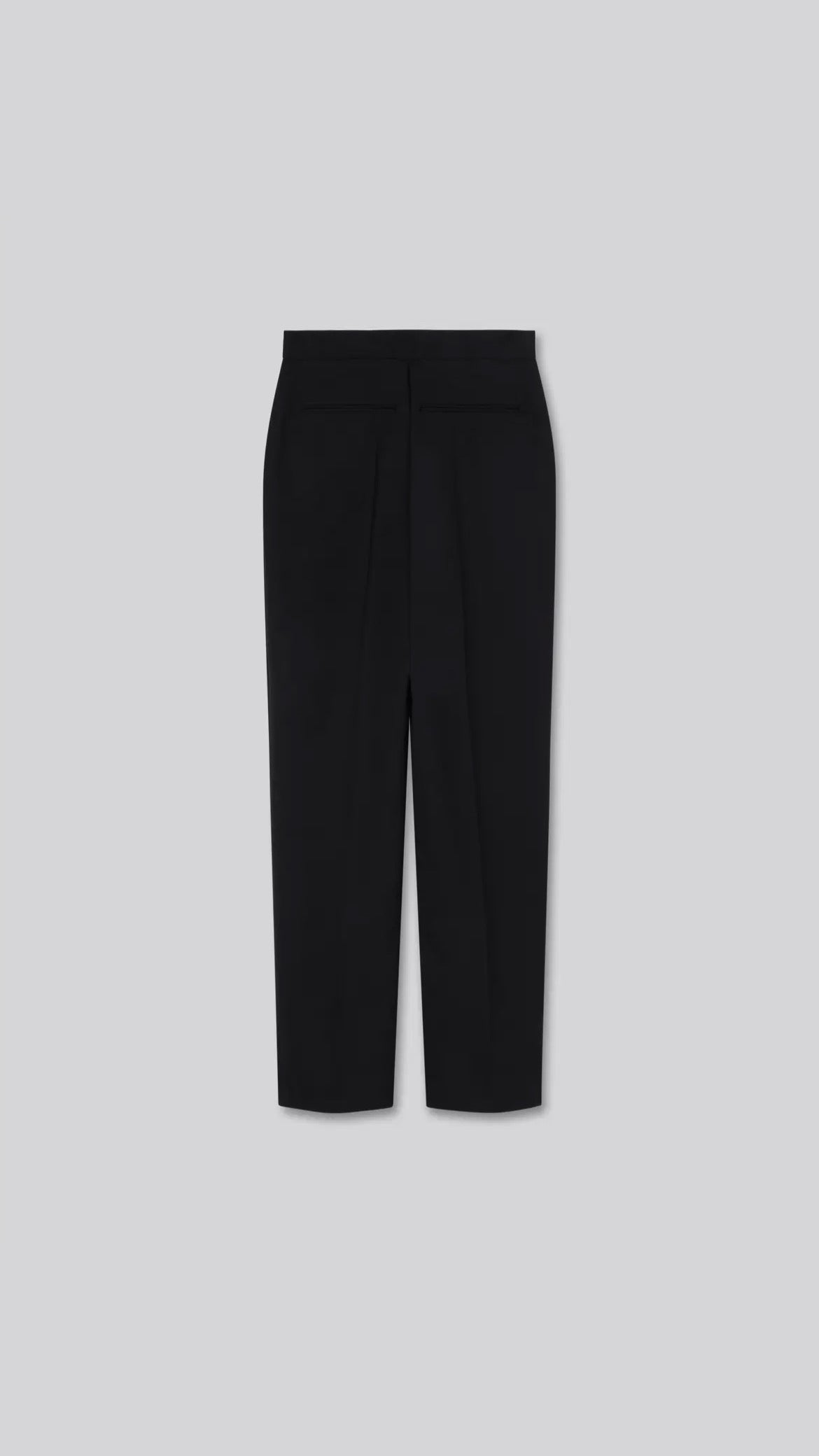 Pantalon droit plissé en laine - noir